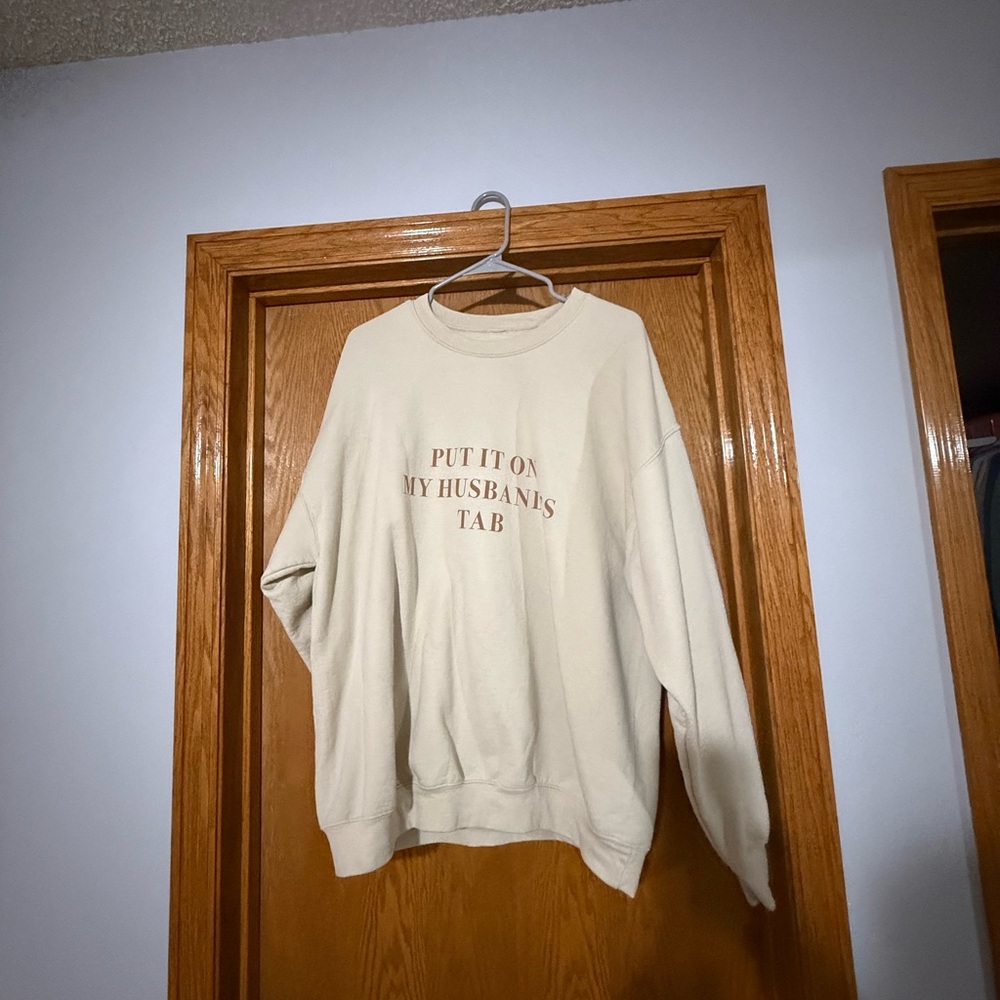 Cream Sweater with Text Design